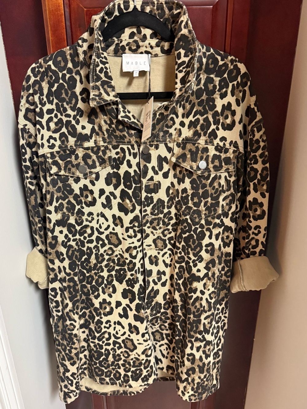 NWT Mable Leopard Print Denim Romper - Medium